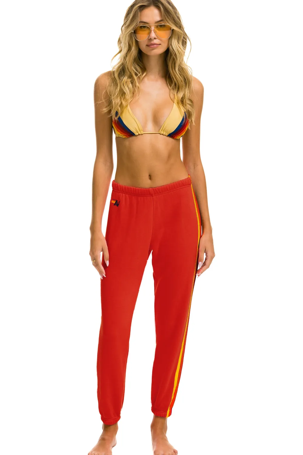 Sweatpants | Aviator Nation 5 STRIPE SWEATPANTS - RED // YELLOW // PURPLE RED//YELLOW//PURPLE