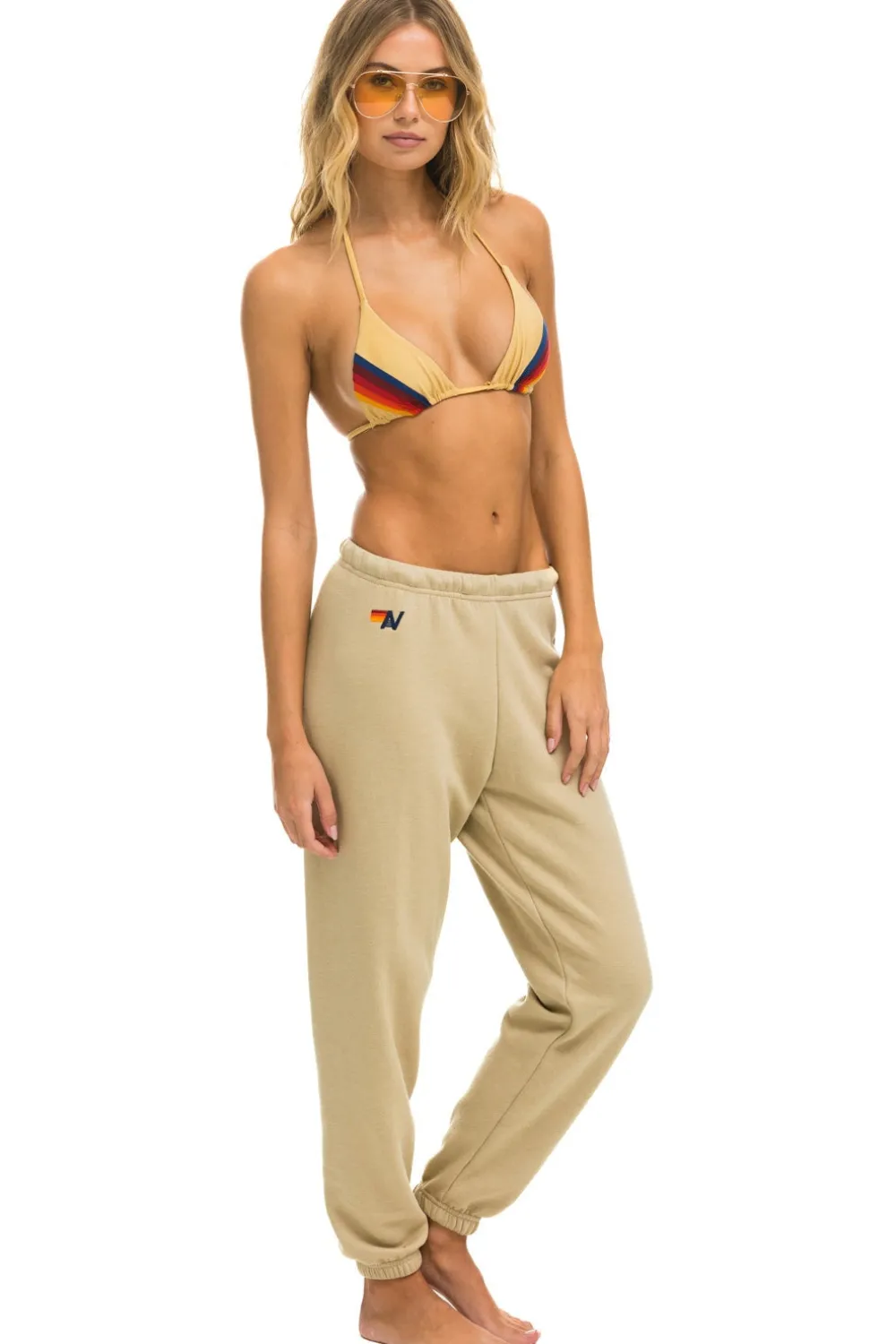 Sweatpants | Aviator Nation 5 STRIPE SWEATPANTS - SAND // USA SAND//USA