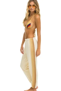 Sweatpants | Aviator Nation 5 STRIPE SWEATPANTS - VINTAGE WHITE // TAN VINTAGEWHITE//TAN