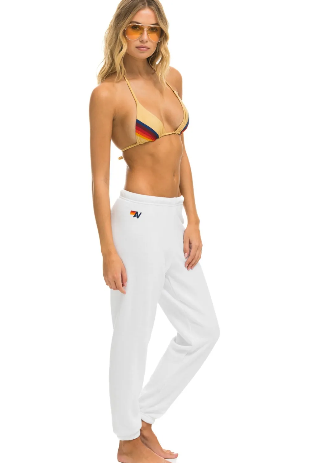 Sweatpants | Aviator Nation 5 STRIPE SWEATPANTS - WHITE // GREY WHITE//GREY