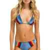 Swim Bottoms | Aviator Nation 5 STRIPE VELVET SCRUNCH BIKINI BOTTOM - ISLANDA