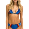 Swim Bottoms | Aviator Nation 5 STRIPE VELVET SCRUNCH BIKINI BOTTOM - ANTIGUA
