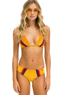 Swim Tops | Aviator Nation 5 STRIPE VELVET TRIANGLE BIKINI TOP - GOLD