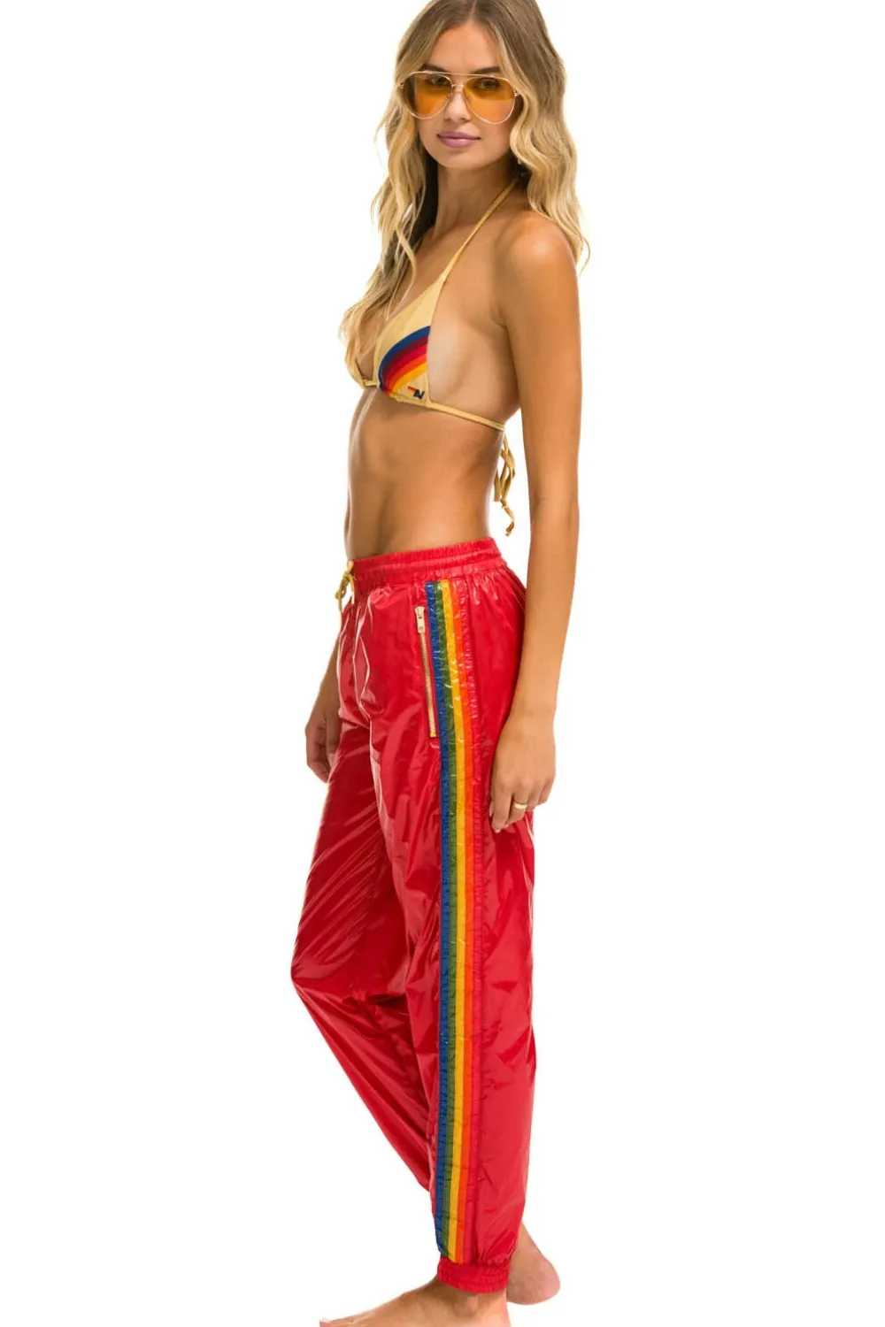 Sweatpants | Aviator Nation 5 STRIPE WIND PANT - CHERRY GLOSSY CHERRYGLOSSY