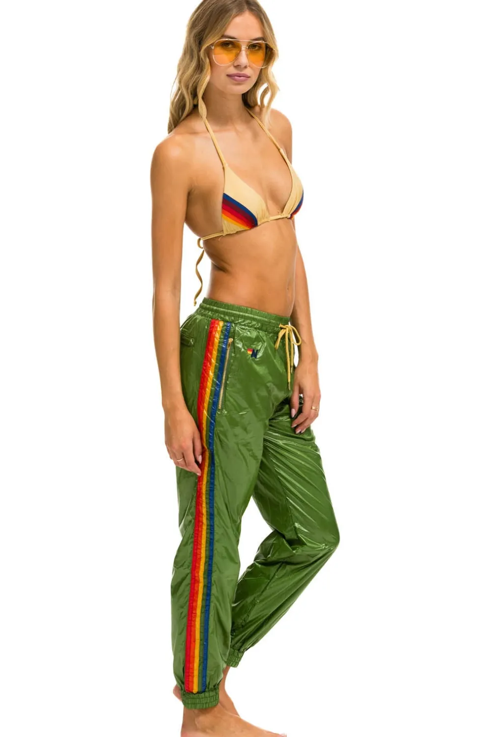 Sweatpants | Aviator Nation 5 STRIPE WIND PANT - GARDEN GREEN GARDENGREEN