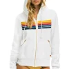 Hoodies | Hoodies | Aviator Nation 5 STRIPE ZIP HOODIE  W/ ZIP POCKETS - WHITE