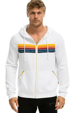 Hoodies | Hoodies | Aviator Nation 5 STRIPE ZIP HOODIE  W/ ZIP POCKETS - WHITE