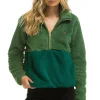 Teddy Jackets | Teddy Jackets | Aviator Nation TEDDY APRES HALF ZIP COLOR BLOCK JACKET - GARDEN GREEN GARDENGREEN