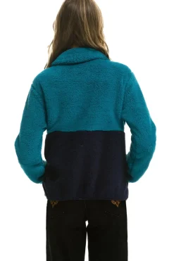 Teddy Jackets | Teddy Jackets | Aviator Nation TEDDY APRES HALF ZIP COLOR BLOCK JACKET - CAPRI