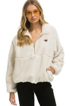 Teddy Jackets | Teddy Jackets | Aviator Nation TEDDY APRES HALF ZIP JACKET - VINTAGE WHITE VINTAGEWHITE