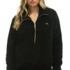 Teddy Jackets | Teddy Jackets | Aviator Nation TEDDY APRES HALF ZIP JACKET - BLACK