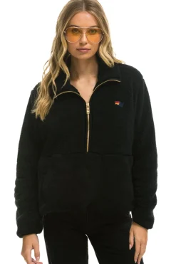 Teddy Jackets | Teddy Jackets | Aviator Nation TEDDY APRES HALF ZIP JACKET - BLACK