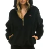 Teddy Jackets | Teddy Jackets | Aviator Nation TEDDY APRES  HOODED HALF ZIP JACKET - BLACK