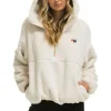 Teddy Jackets | Teddy Jackets | Aviator Nation TEDDY APRES  HOODED HALF ZIP JACKET - VINTAGE WHITE VINTAGEWHITE