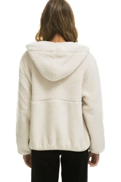 Teddy Jackets | Teddy Jackets | Aviator Nation TEDDY APRES HOODED HALF ZIP JACKET - VINTAGE WHITE VINTAGEWHITE
