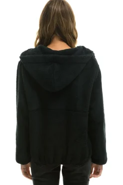 Teddy Jackets | Teddy Jackets | Aviator Nation TEDDY APRES HOODED HALF ZIP JACKET - BLACK