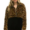 Teddy Jackets | Teddy Jackets | Aviator Nation TEDDY UNISEX HALF ZIP COLOR BLOCK JACKET - CHEETAH