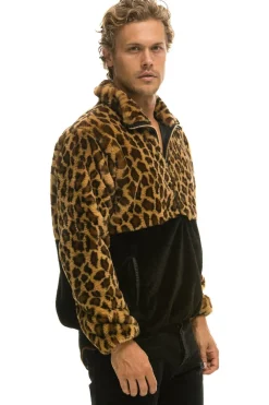 Teddy Jackets | Teddy Jackets | Aviator Nation TEDDY UNISEX HALF ZIP COLOR BLOCK JACKET - CHEETAH