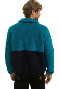 Teddy Jackets | Teddy Jackets | Aviator Nation TEDDY UNISEX HALF ZIP COLOR BLOCK JACKET - CAPRI