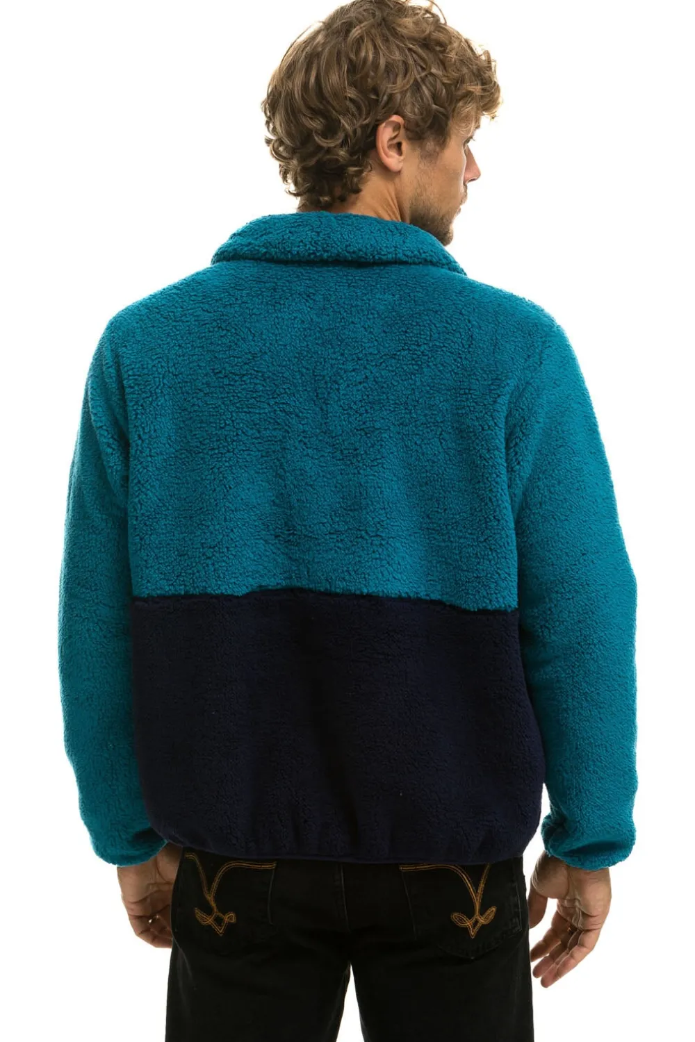 Teddy Jackets | Teddy Jackets | Aviator Nation TEDDY UNISEX HALF ZIP COLOR BLOCK JACKET - CAPRI