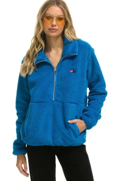 Teddy Jackets | Teddy Jackets | Aviator Nation TEDDY UNISEX HALF ZIP JACKET - BLUE CINA BLUECINA