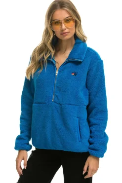 Teddy Jackets | Teddy Jackets | Aviator Nation TEDDY UNISEX HALF ZIP JACKET - BLUE CINA BLUECINA