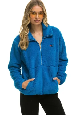 Teddy Jackets | Teddy Jackets | Aviator Nation TEDDY UNISEX HALF ZIP JACKET - BLUE CINA BLUECINA
