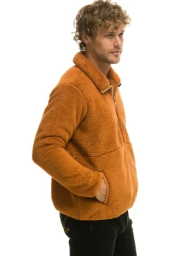 Teddy Jackets | Teddy Jackets | Aviator Nation TEDDY UNISEX HALF ZIP JACKET - WHISKEY