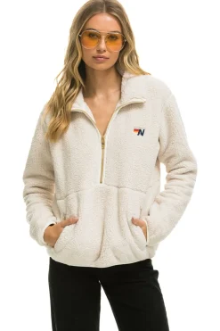 Teddy Jackets | Teddy Jackets | Aviator Nation TEDDY UNISEX HALF ZIP JACKET - VINTAGE WHITE VINTAGEWHITE