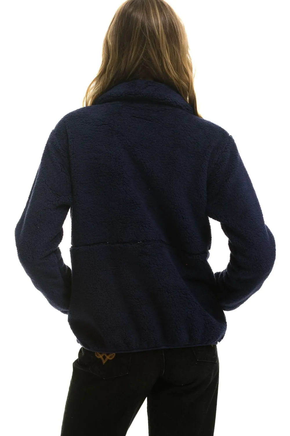Teddy Jackets | Teddy Jackets | Aviator Nation TEDDY UNISEX HALF ZIP JACKET - NAVY