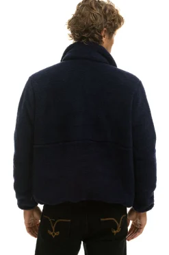 Teddy Jackets | Teddy Jackets | Aviator Nation TEDDY UNISEX HALF ZIP JACKET - NAVY