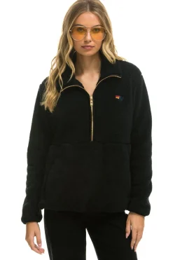 Teddy Jackets | Teddy Jackets | Aviator Nation TEDDY UNISEX HALF ZIP JACKET - BLACK