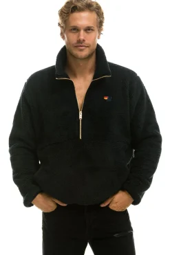 Teddy Jackets | Teddy Jackets | Aviator Nation TEDDY UNISEX HALF ZIP JACKET - BLACK