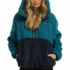 Teddy Jackets | Teddy Jackets | Aviator Nation TEDDY UNISEX HOODED HALF ZIP COLOR BLOCK JACKET - CAPRI