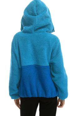 Teddy Jackets | Teddy Jackets | Aviator Nation TEDDY UNISEX HOODED HALF ZIP COLOR BLOCK JACKET - OCEAN