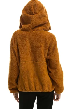 Teddy Jackets | Teddy Jackets | Aviator Nation TEDDY UNISEX HOODED HALF ZIP JACKET - WHISKEY