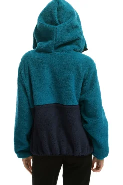 Teddy Jackets | Teddy Jackets | Aviator Nation TEDDY UNISEX HOODED HALF ZIP COLOR BLOCK JACKET - CAPRI
