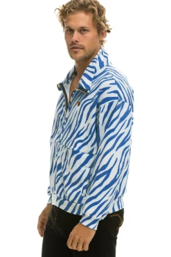 Sweatshirts | Aviator Nation TIGER FLEECE UNISEX HALF ZIP JACKET- BLUE TIGER BLUETIGERSweatshirtAviatorNation