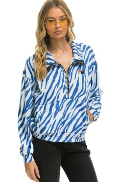 Sweatshirts | Aviator Nation TIGER FLEECE UNISEX HALF ZIP JACKET- BLUE TIGER BLUETIGERSweatshirtAviatorNation
