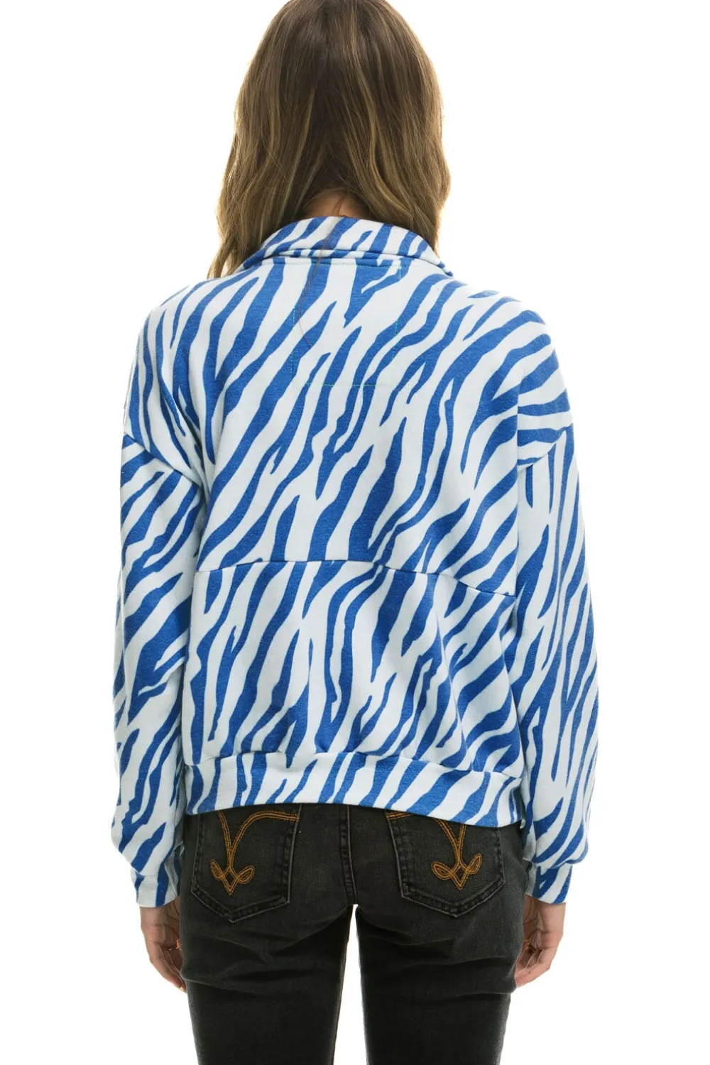 Sweatshirts | Aviator Nation TIGER FLEECE UNISEX HALF ZIP JACKET- BLUE TIGER BLUETIGERSweatshirtAviatorNation