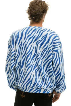 Sweatshirts | Sweatshirts | Aviator Nation TIGER RELAXED FIT CREW SWEATSHIRT - BLUE TIGER BLUETIGER