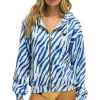 Hoodies | Hoodies | Aviator Nation TIGER RELAXED ZIP HOODIE WITH POCKETS - BLUE TIGER BLUETIGER