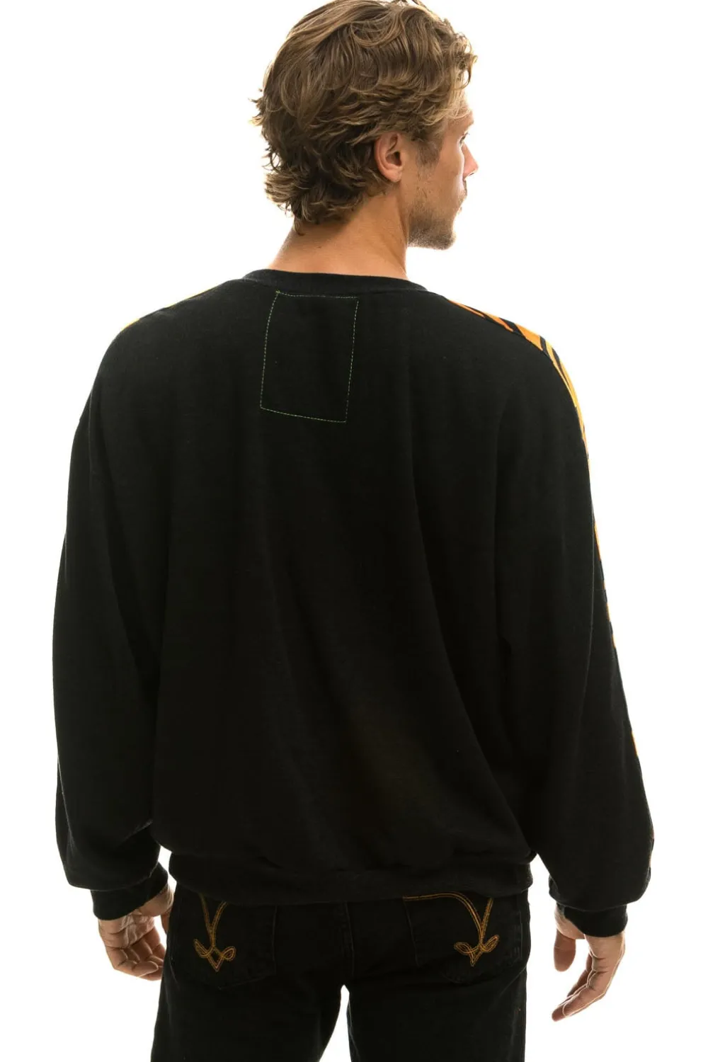 Sweatshirts | Sweatshirts | Aviator Nation TIGER STRIPE RELAXED FIT CREW SWEATSHIRT - BLACK // TIGER BLACK//TIGER