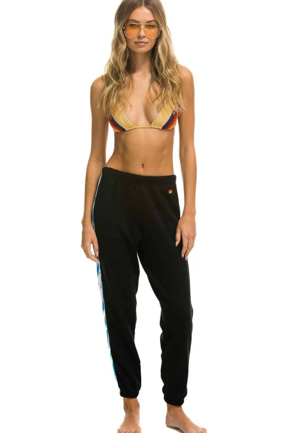 Sweatpants | Aviator Nation TIGER STRIPE SWEATPANTS - BLACK // BLUE TIGER BLACK//BLUETIGER