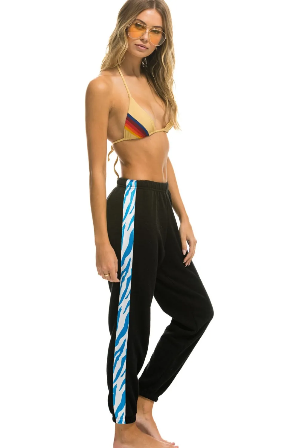 Sweatpants | Aviator Nation TIGER STRIPE SWEATPANTS - BLACK // BLUE TIGER BLACK//BLUETIGER