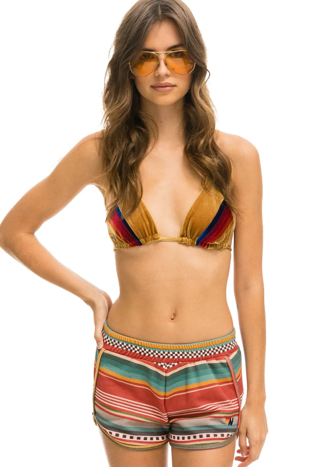Shorts | Aviator Nation TULUM RAINBOW JOGGER SHORTS - RED