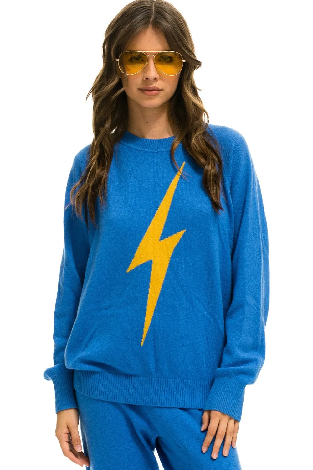 Sweatshirts | Aviator Nation UNISEX BOLT CASHMERE LIGHT SWEATER - VINTAGE BLUE // BLUE BOLT VINTAGEBLUE//BLUEBOLT