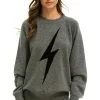 Sweatshirts | Aviator Nation UNISEX BOLT CASHMERE LIGHT SWEATER - DEEP HEATHER // BLACK BOLT DEEPHEATHER//BLACKBOLT