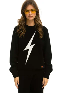 Sweatshirts | Aviator Nation UNISEX BOLT CASHMERE LIGHT SWEATER - BLACK // WHITE BOLT BLACK//WHITEBOLT