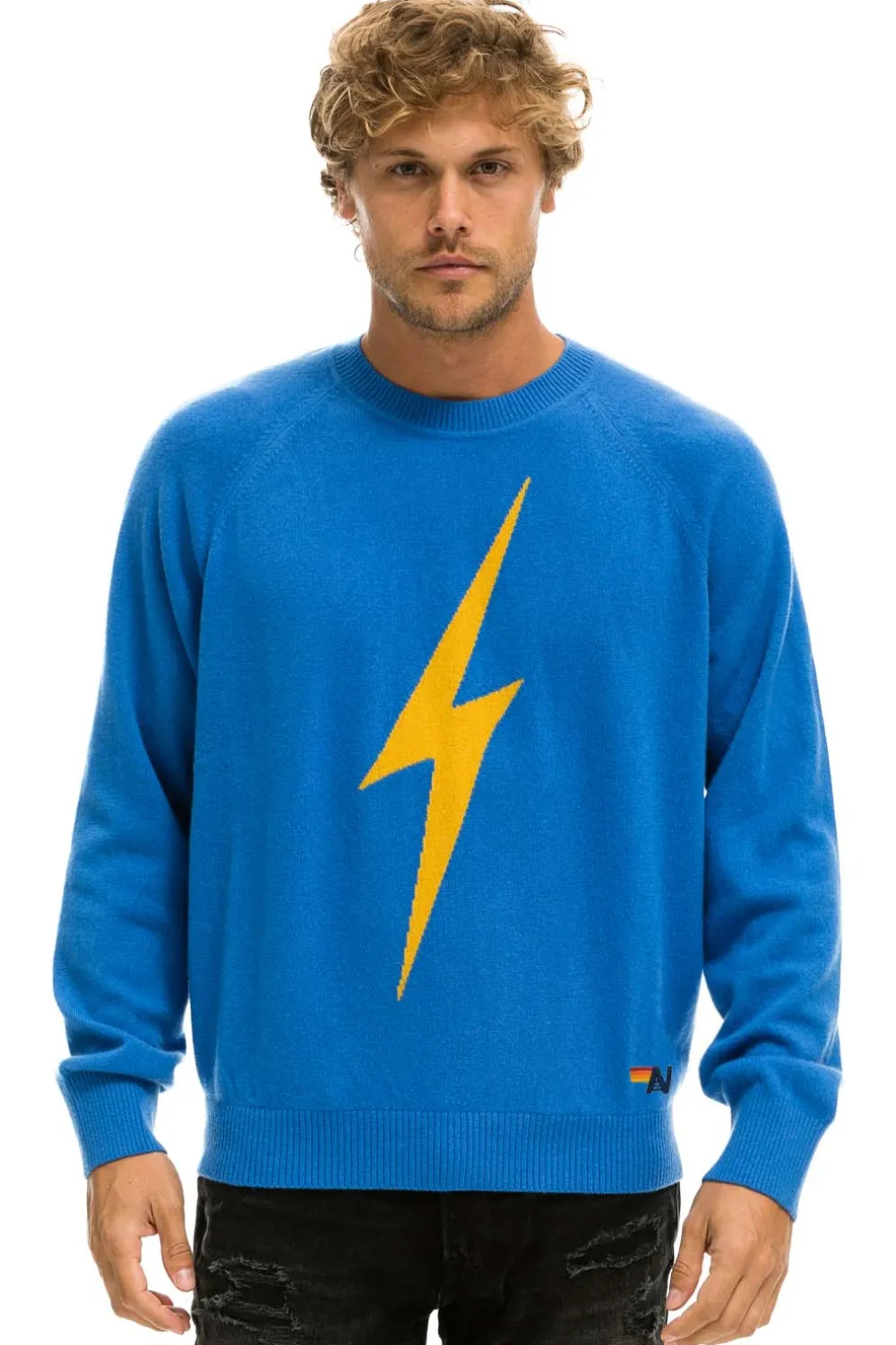 Sweatshirts | Aviator Nation UNISEX BOLT CASHMERE LIGHT SWEATER - VINTAGE BLUE // BLUE BOLT VINTAGEBLUE//BLUEBOLT